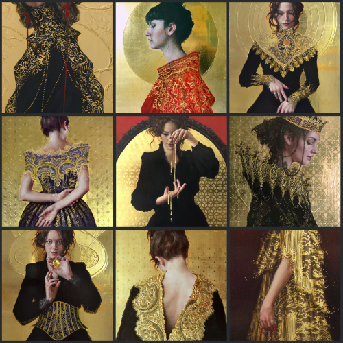 Gold leaf panels by Stephanie Rew